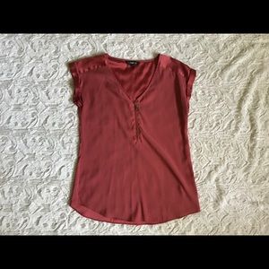 Express Mauve Zip Up Blouse - Small